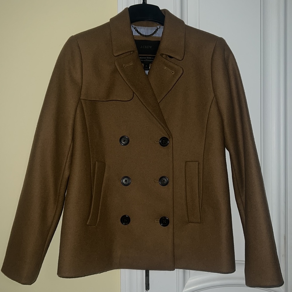 NWT- 0 -J.Crew Wool Melton Short Peacoat - $298 - Picture 3 of 8